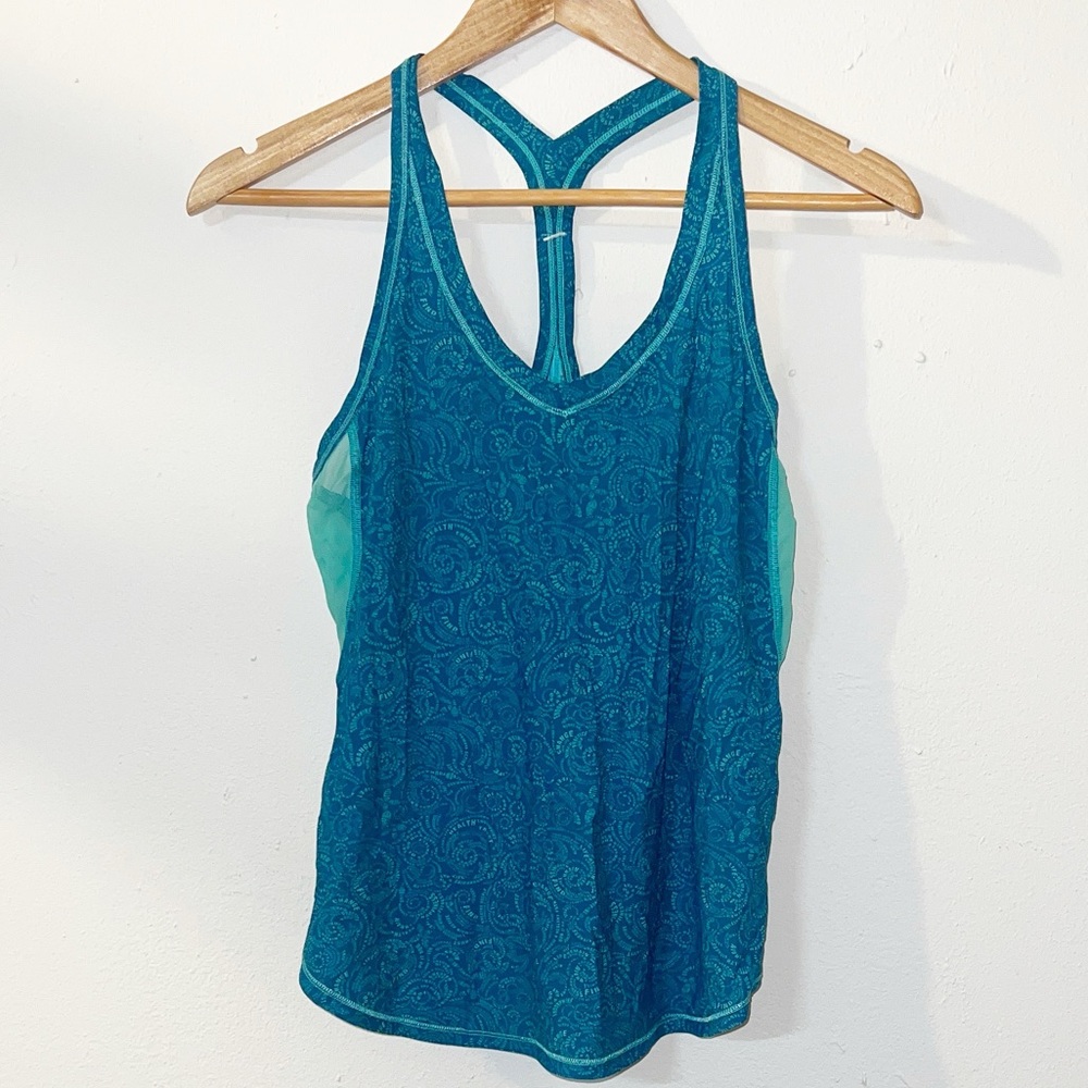 Lululemon Fast Lane Singlet "Foli Manifesto Bali Breeze Tofino Teal" tank
